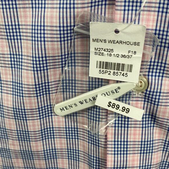 Pronto Uomo Non-Iron Slim Fit Button Dress Shirt Men's 18.5 36/37 XLT Plaid New - Picture 7 of 12